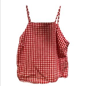 altar’d state small red checkered tank- adjustable straps & buttoned back